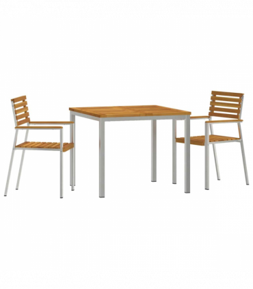 vidaXL Garden Dining Set 3 pcs Solid acacia wood & stainless steel