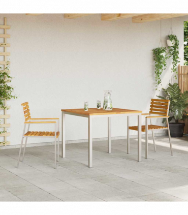 vidaXL Garden Dining Set 3 pcs Solid acacia wood & stainless steel