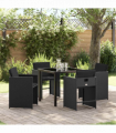 vidaXL Garden Dining Set 5 pcs Black Poly Rattan