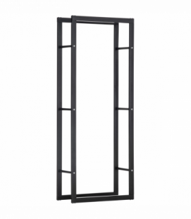 Metal Firewood Log Holder Rack Black 150H x 60W x 25Dcm 100kg Solid Base Stable