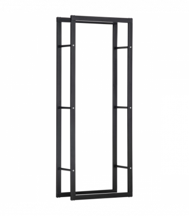 Metal Firewood Log Holder Rack Black 150H x 60W x 25Dcm 100kg Solid Base Stable