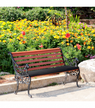 2-Seater Bench Cushion Polyester Cover Seat Pad Replacement Black