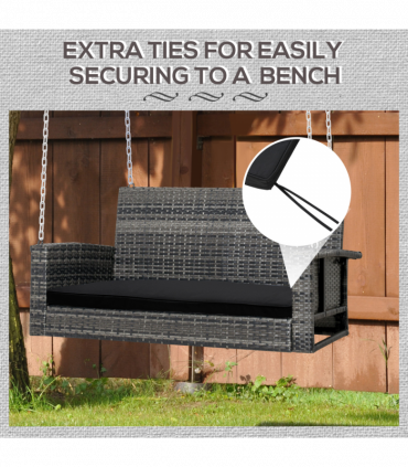 2-Seater Bench Cushion Polyester Cover Seat Pad Replacement Black