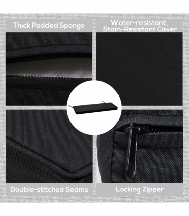 2-Seater Bench Cushion Polyester Cover Seat Pad Replacement Black