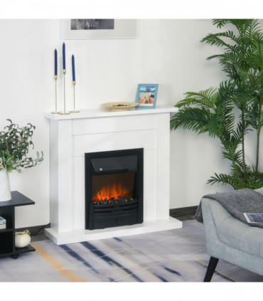 2000W 5-Level MDF Electric Fireplace Heater w/ Remote White