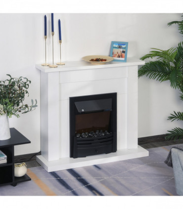 2000W 5-Level MDF Electric Fireplace Heater w/ Remote White