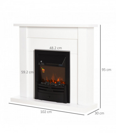 2000W 5-Level MDF Electric Fireplace Heater w/ Remote White
