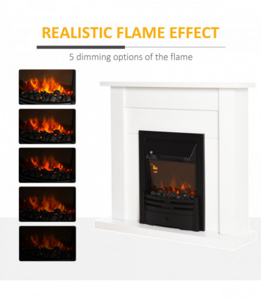 2000W 5-Level MDF Electric Fireplace Heater w/ Remote White