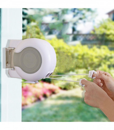 26M Retractable Washing Line - White