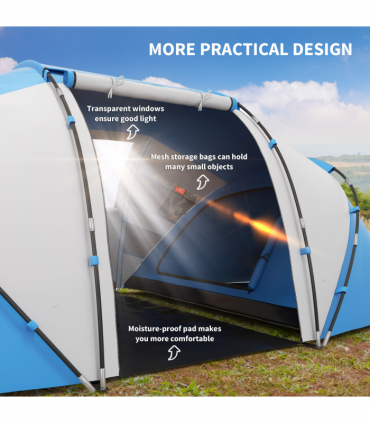 4-6 Persons Camping Tent Dome Family Travel Group Hiking Room Fishing Outsunny
