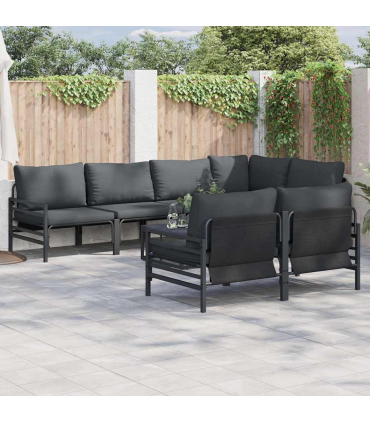 vidaXL Garden Sofa Set with Cushion 7 pcs Anthracite Steel & Fabric
