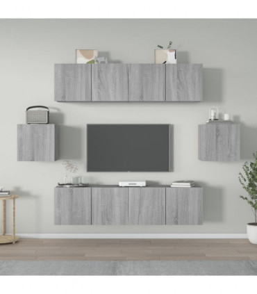 6 Piece TV Cabinet Set Grey Sonoma Engineered Wood