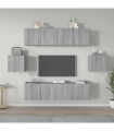 6 Piece TV Cabinet Set Grey Sonoma Engineered Wood