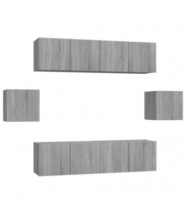 6 Piece TV Cabinet Set Grey Sonoma Engineered Wood