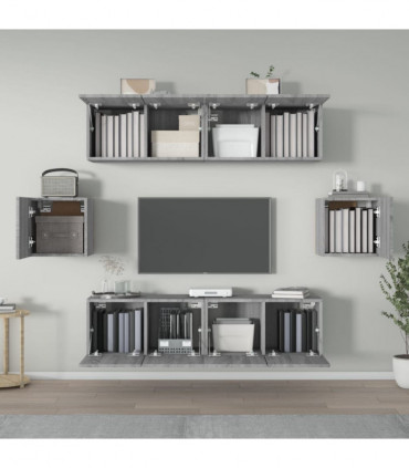 6 Piece TV Cabinet Set Grey Sonoma Engineered Wood