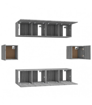 6 Piece TV Cabinet Set Grey Sonoma Engineered Wood