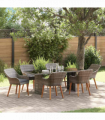 vidaXL Garden Dining Set with Cushion 7 pcs Grey Poly Rattan