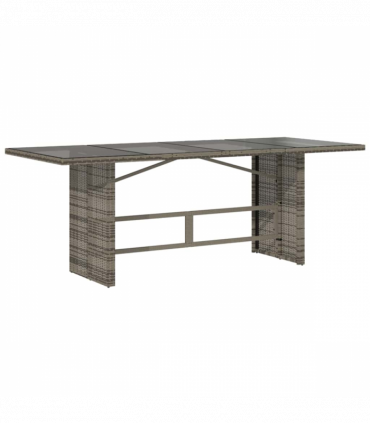 vidaXL Garden Dining Set with Cushion 7 pcs Grey Poly Rattan