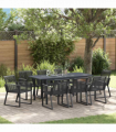 vidaXL Garden Dining Set 9 pcs Black Steel and poly rattan