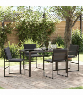 vidaXL Garden Dining Set Folding Manual 5 pcs Black 140 x 70 x 73 cm