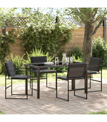 vidaXL Garden Dining Set Folding Manual 5 pcs Black 140 x 70 x 73 cm