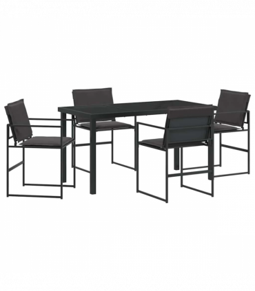 vidaXL Garden Dining Set Folding Manual 5 pcs Black 140 x 70 x 73 cm