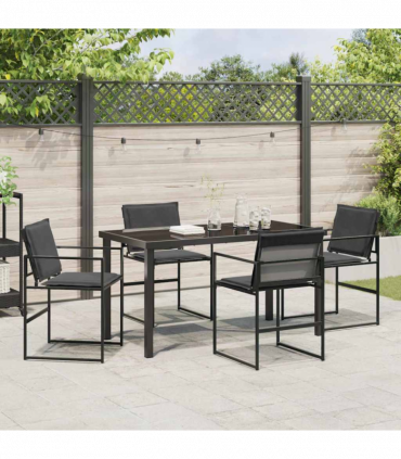 vidaXL Garden Dining Set Folding Manual 5 pcs Black 140 x 70 x 73 cm