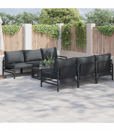 vidaXL Garden Sofa Set with Cushion 7 pcs Anthracite Steel & Fabric