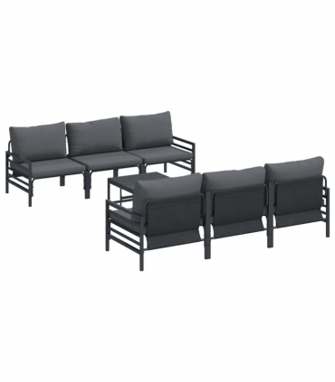 vidaXL Garden Sofa Set with Cushion 7 pcs Anthracite Steel & Fabric