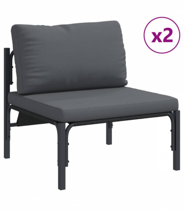 vidaXL Garden Sofa Set with Cushion 7 pcs Anthracite Steel & Fabric