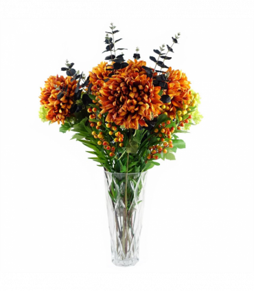 Artificial Flower Orange Silk 75cm Extra Large Reflex Chrysanthemum - Orange