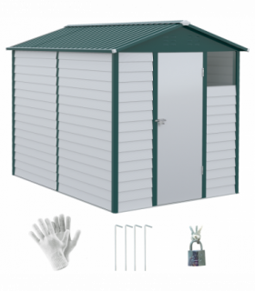 Metal Garden Shed White 193W x 271D x 208H cm 9'x6' Galvanized Tool Storage Shed