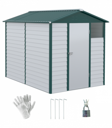 Metal Garden Shed White 193W x 271D x 208H cm 9'x6' Galvanized Tool Storage Shed