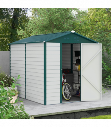 Metal Garden Shed White 193W x 271D x 208H cm 9'x6' Galvanized Tool Storage Shed