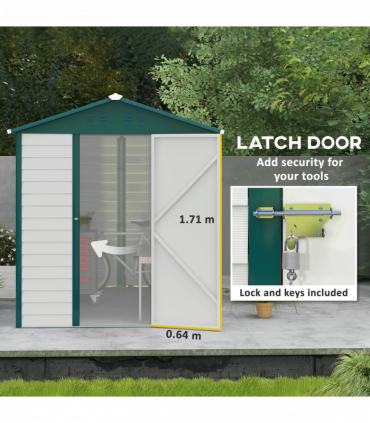 Metal Garden Shed White 193W x 271D x 208H cm 9'x6' Galvanized Tool Storage Shed