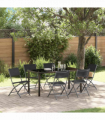 vidaXL Garden Dining Set Folding 7 pcs Black Textilene and steel