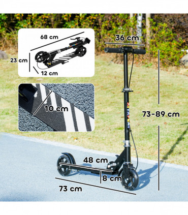 AIYAPLAY Scooter for Kids, Folding Kick Scooter w/ Adjustable Handle, Black