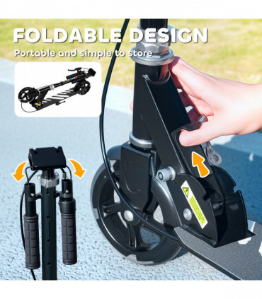 AIYAPLAY Scooter for Kids, Folding Kick Scooter w/ Adjustable Handle, Black