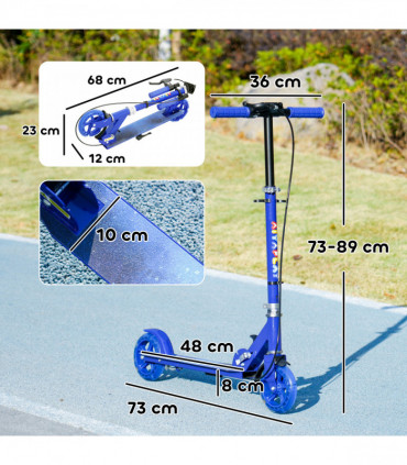 AIYAPLAY Scooter for Kids, Folding Kick Scooter w/ Adjustable Handle, Blue