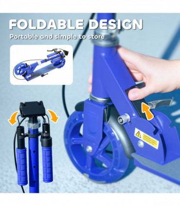 AIYAPLAY Scooter for Kids, Folding Kick Scooter w/ Adjustable Handle, Blue