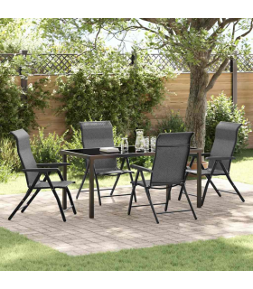 vidaXL Garden Dining Set Height-Adjustable 5 pcs Grey Poly rattan