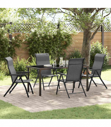 vidaXL Garden Dining Set Height-Adjustable 5 pcs Grey Poly rattan