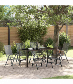 vidaXL Garden Dining Set Folding 7 pcs Anthracite Steel