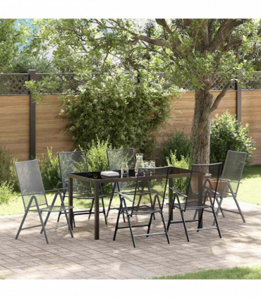 vidaXL Garden Dining Set Folding 7 pcs Anthracite Steel