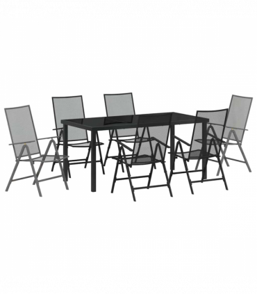 vidaXL Garden Dining Set Folding 7 pcs Anthracite Steel