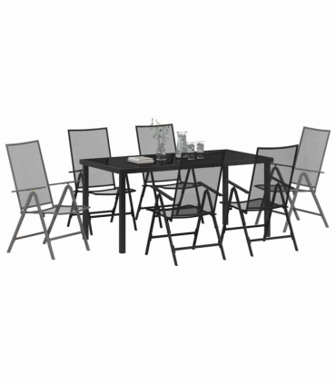 vidaXL Garden Dining Set Folding 7 pcs Anthracite Steel
