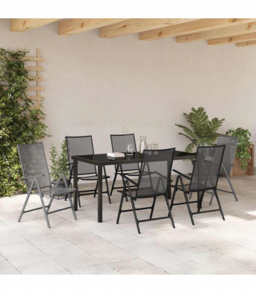 vidaXL Garden Dining Set Folding 7 pcs Anthracite Steel