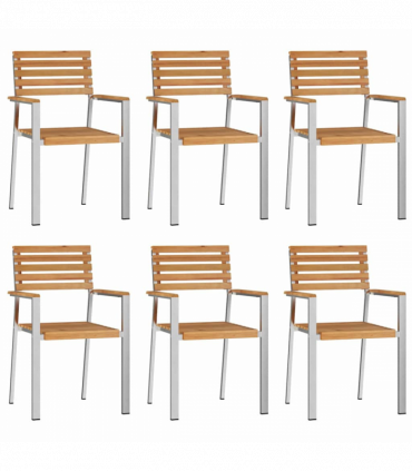 vidaXL Garden Chair 6 pcs Brown 56 x 54.5 x 87cm Solid Teak wood