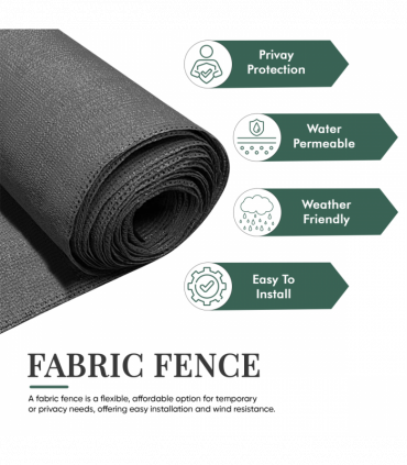 Anthracite Fabric Fence 150gsm - 1.5m x 10m