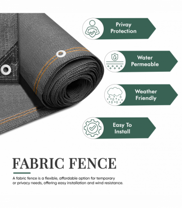 Anthracite Fabric Fence 230gsm - 1m x 10m